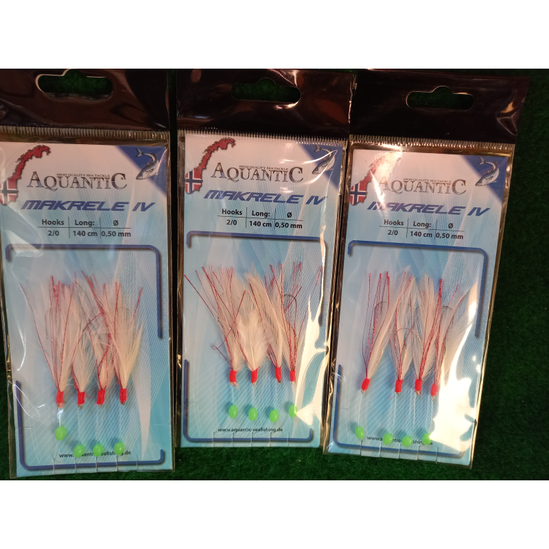 Makreel onderlijnen (witte veren) #2/0